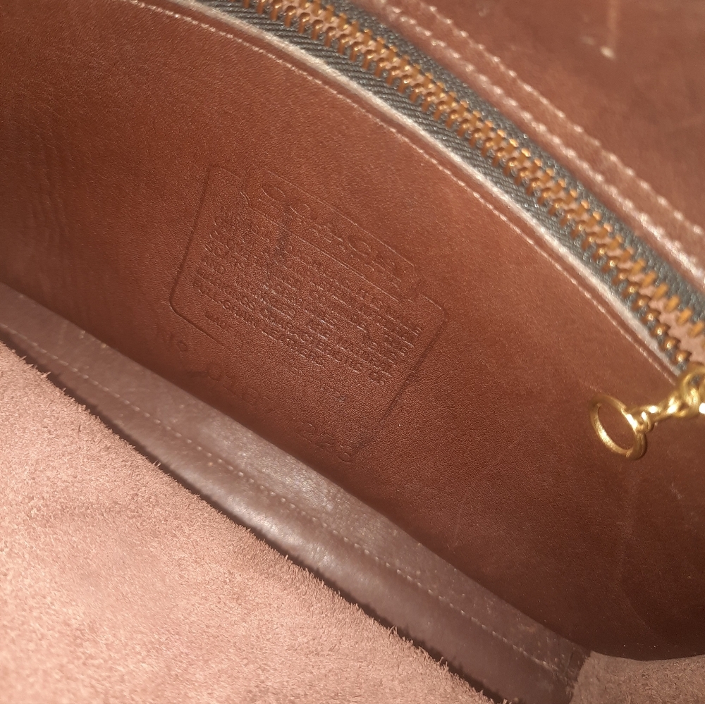 Coach Brown Leather Shoulder Bag with Gold Accents - Picture 11 of 12